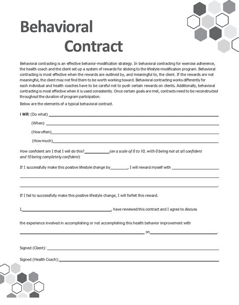 Behavior Contract Template - download free documents for PDF, Word and Excel